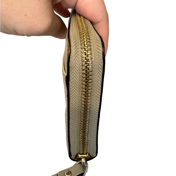 Kate Spade Taupe Grey A La Vita Ostrich Embossed Leather Designer Wallet GUC - Picture 4 of 11